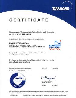 گواهینامه  استاندارد بین المللی ISO10004 در سيستم مدیریت پایش و اندازه گیری رضایت مشتری از شركت توف نورد آلمان